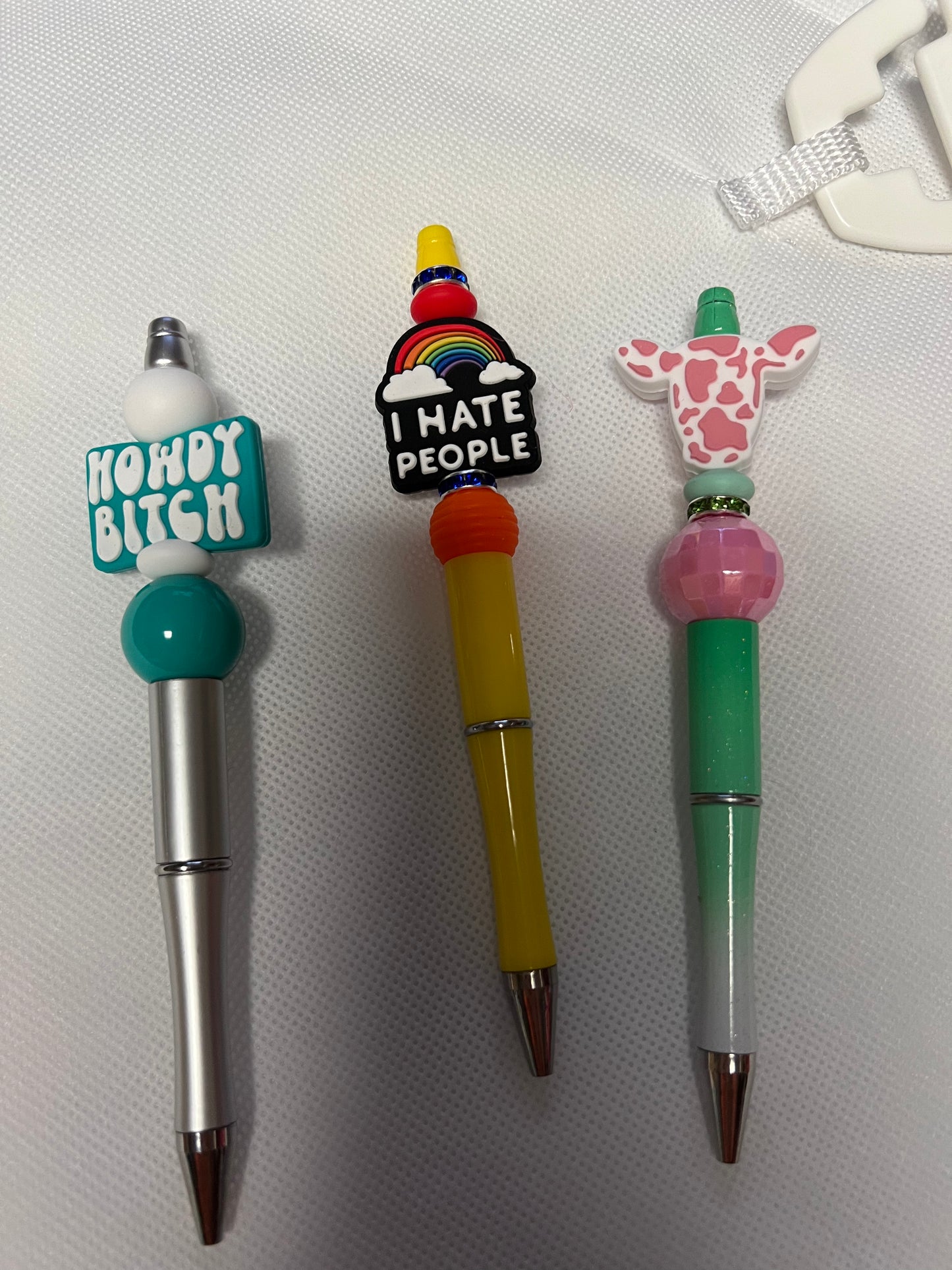 Mystery scoop beaded pens, keychain and badge reel