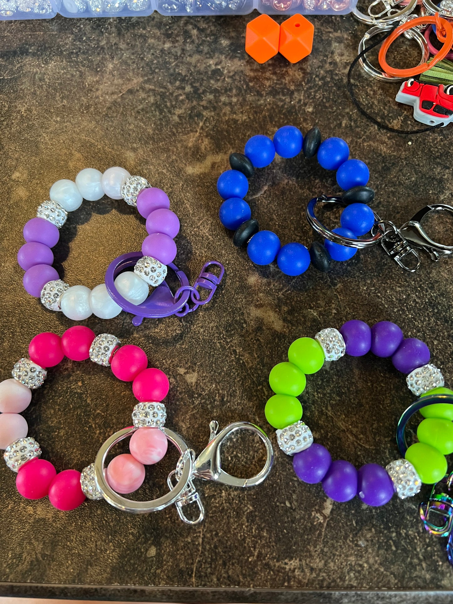 Mystery scoop beaded pens, keychain and badge reel