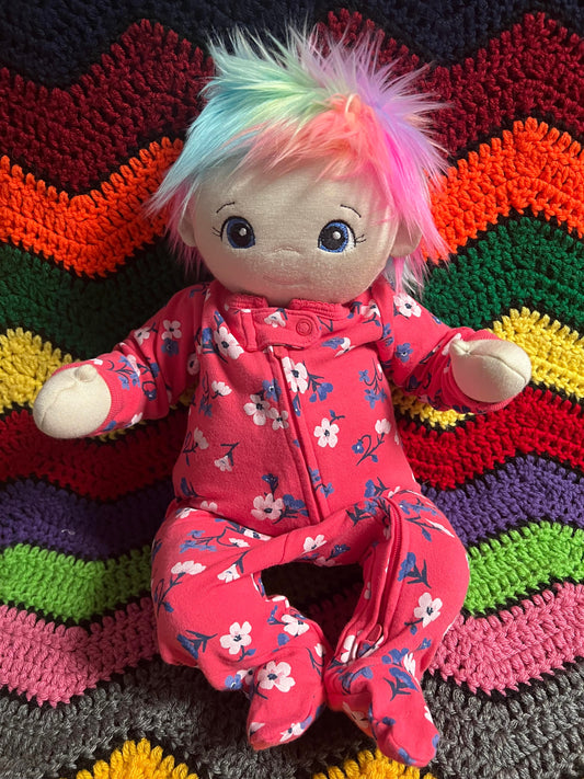 Rainbow Hair Doll (Newborn Clothes)